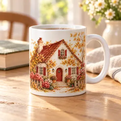Home Hearth Ceramic Mug — lifestyle view