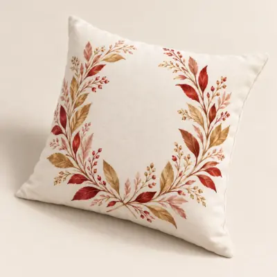 Golden Laurel Square Throw Pillow — alternate detail view