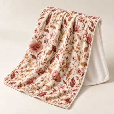 Cinnamon Meadow Velveteen Plush Blanket — alternate detail view