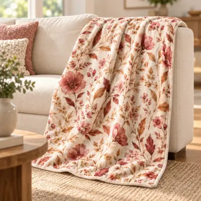 Cinnamon Meadow Velveteen Plush Blanket — lifestyle view