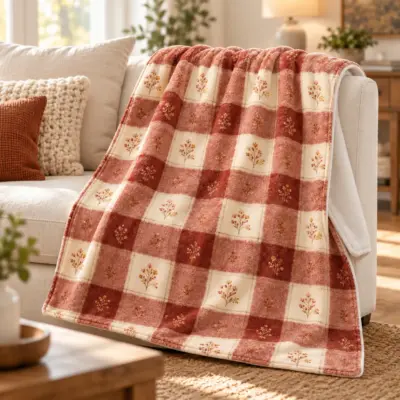 Quiet Hearth Velveteen Plush Blanket — lifestyle view