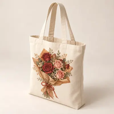 Flowers for Mom Natural Cotton Tote — alternate detail view