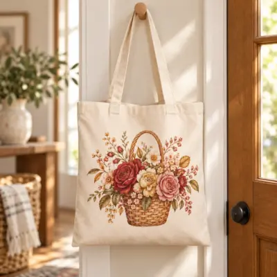 Gathering Basket Natural Cotton Tote — lifestyle view