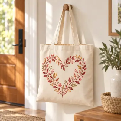 Everyday Heart Natural Cotton Tote — lifestyle view
