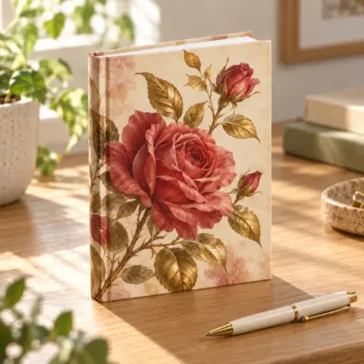 Rose Keepsake Matte Hardcover Journal — lifestyle view