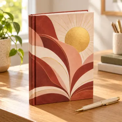 Golden Chapter Matte Hardcover Journal — lifestyle view