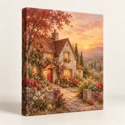 Home at Golden Hour Stretched Canvas Print — main product view