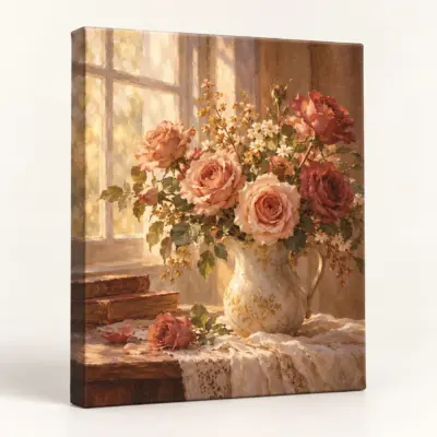 Rose Window Stretched Canvas Print — main product view