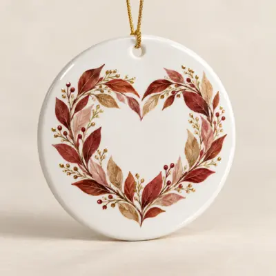 Little Heart Wreath Ceramic Keepsake Ornament — main product view