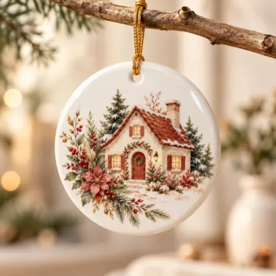 Home for the Season Ceramic Keepsake Ornament — lifestyle view