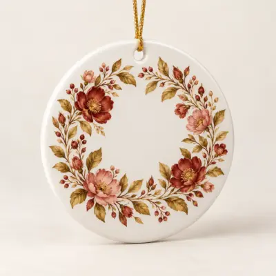 Rose Circle Ceramic Keepsake Ornament — main product view