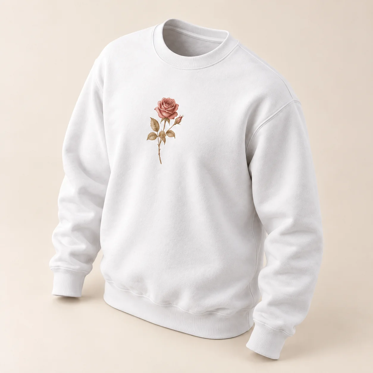 Rose Sprig Printed Crewneck Sweatshirt — alternate detail view