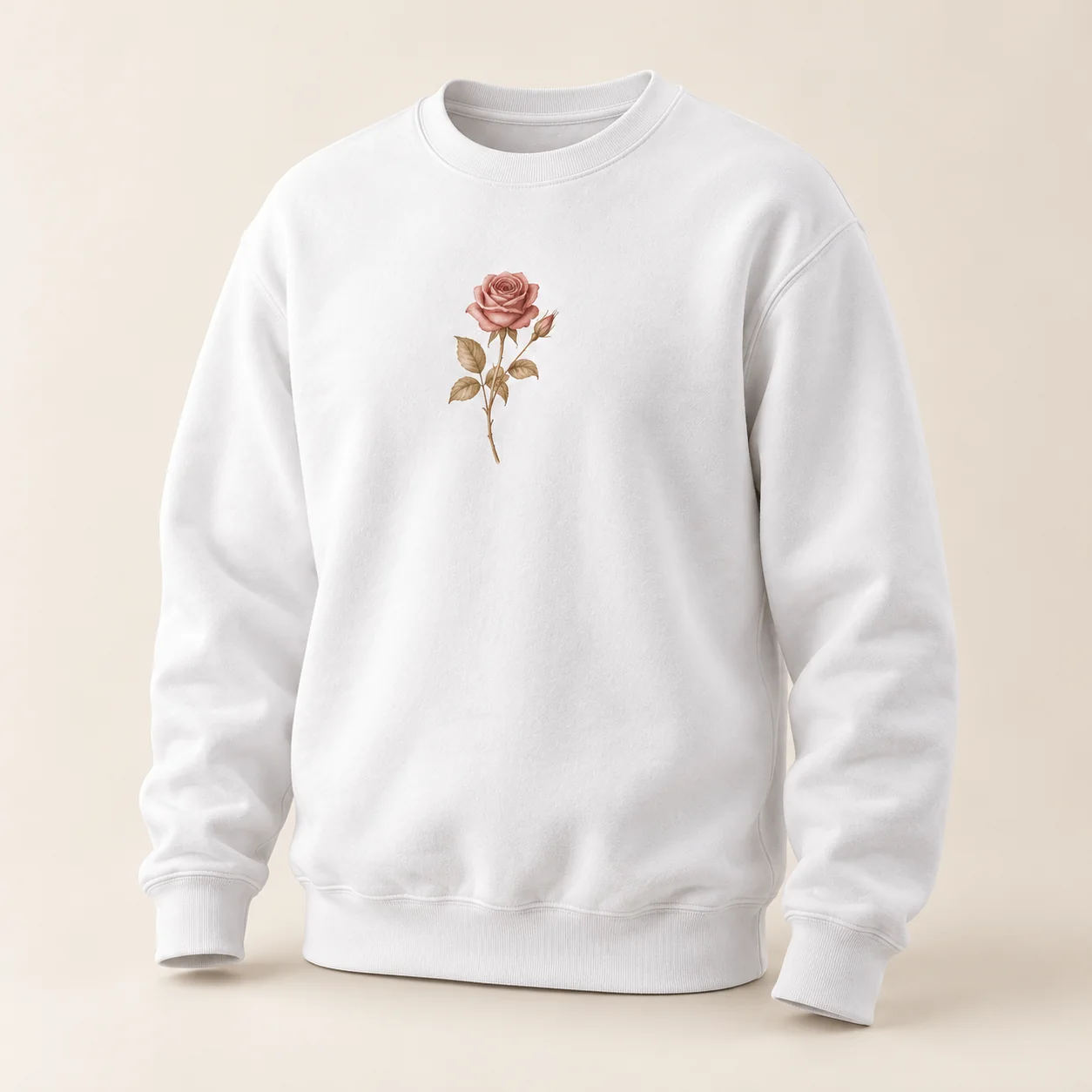Rose Sprig Printed Crewneck Sweatshirt — main product view